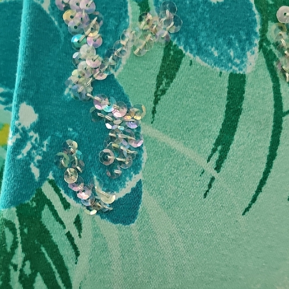 Ruby Rd. Aqua and Lime Floral Kids Tee - Picture 4 of 6